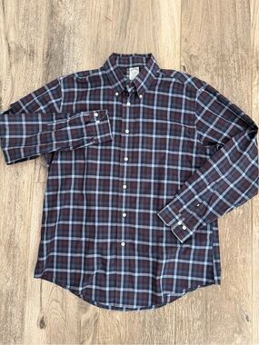 Classic Brooks Brothers Regent Men’s Button-Down Plaid Shirt - Blue plaid USA